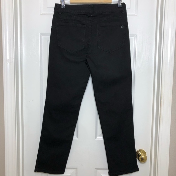 Democracy Ab Solution Booty Lift Cotton Blend Black Whiskered Straight Jeans 8P - Picture 6 of 16